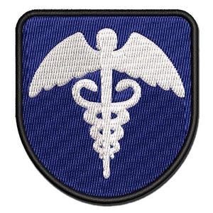 Caduceus Health Medical Symbol Multi-Color Embroidered Iron-On or Hook & Loop Patch Applique