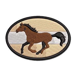 Thoroughbred Race Horse Running Multi-Color Embroidered Iron-On or Hook & Loop Patch Applique