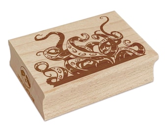 Octopus Squid Tentacles Arms Suction Cups Sea Monster Rectangle Rubber Stamp for Stamping Crafting