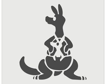 Kangaroo Mother with Baby Joey in Pouch Pocket Wall Cookie DIY Craft Reusable Stencil