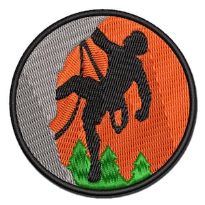 Rock Climbing Moon Stone Wall Mountain Cliff Multi-Color Embroidered Iron-On or Hook & Loop Patch Applique