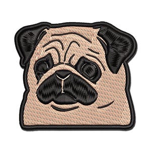 Concerned Pocket Pug Dog Multi-Color Embroidered Iron-On or Hook & Loop Patch Applique