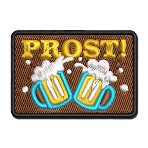 Oktoberfest Prost German Cheers Beer Steins Multi-Color Embroidered Iron-On or Hook & Loop Patch Applique
