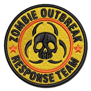 Zombie Outbreak Response Team Skull Multi-Color Embroidered Iron-On or Hook & Loop Patch Applique