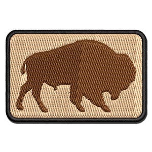American Buffalo Bison Solid Multi-Color Embroidered Iron-On or Hook & Loop Patch Applique
