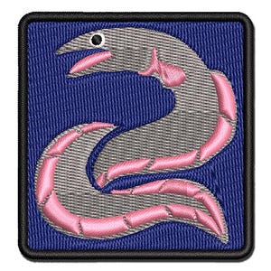 Eel Conger Long Fish Multi-Color Embroidered Iron-On or Hook & Loop Patch Applique