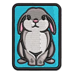 Lop Eared Bunny Rabbit Multi-Color Embroidered Iron-On or Hook & Loop Patch Applique