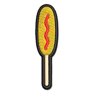 Corn Dog Multi-Color Embroidered Iron-On or Hook & Loop Patch Applique