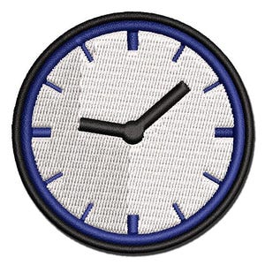 Wall Clock Time Multi-Color Embroidered Iron-On or Hook & Loop Patch Applique