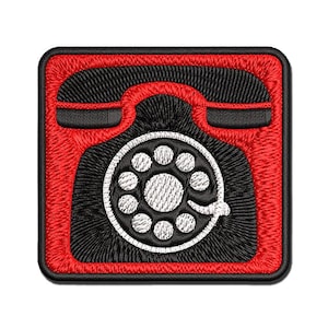Rotary Dial Phone Multi-Color Embroidered Iron-On or Hook & Loop Patch Applique