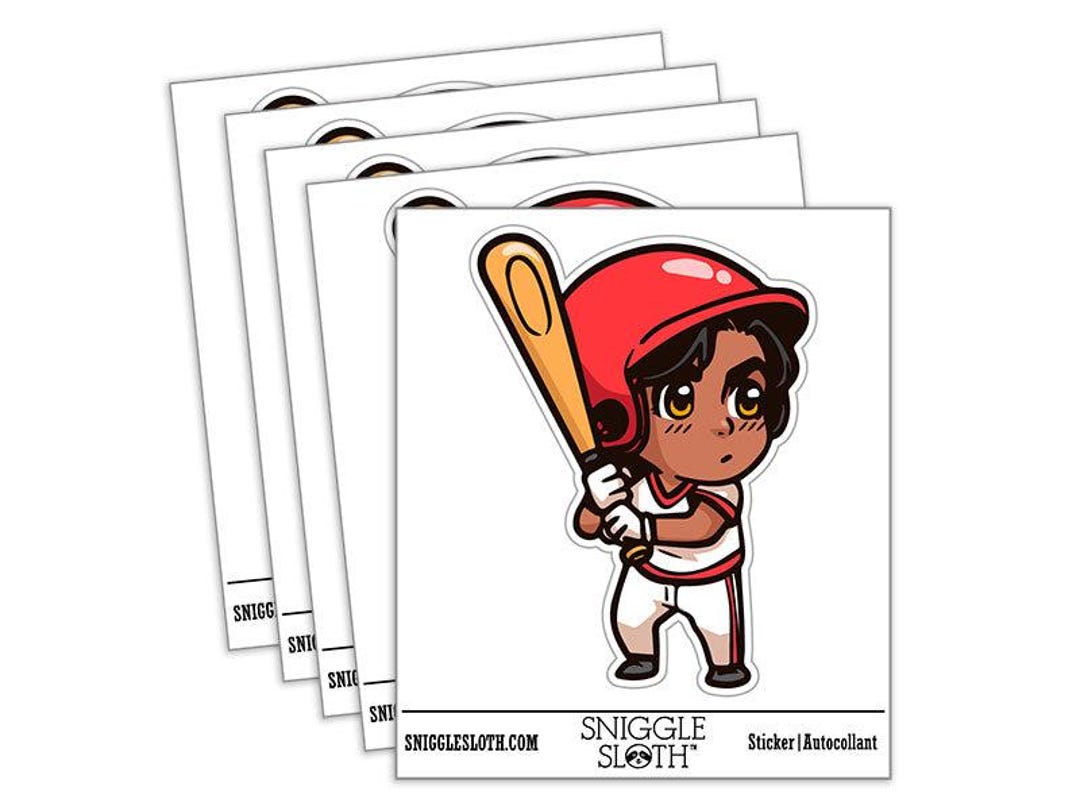 Water Bottle Sticker Set Baseball Boy Batter With Bat Chibi Sports Cute ...