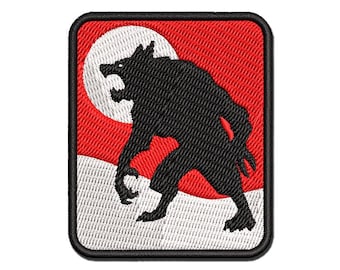 Ferocious Werewolf Monster Halloween Multi-Color Embroidered Iron-On or Hook & Loop Patch Applique
