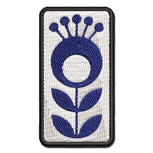 Scandinavian Flower Multi-Color Embroidered Iron-On or Hook & Loop Patch Applique