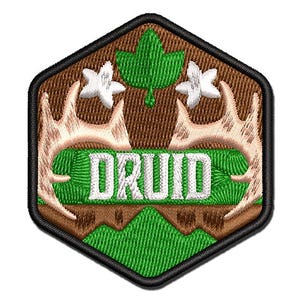 RPG Class Druid Games Fantasy Gaming Multi-Color Embroidered Iron-On or Hook & Loop Patch Applique