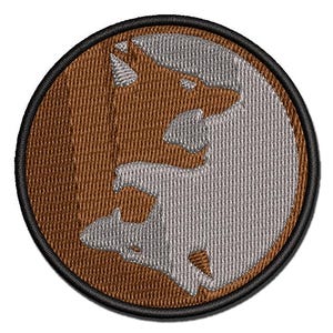 Yin Yang Wolf Wolves Multi-Color Embroidered Iron-On or Hook & Loop Patch Applique
