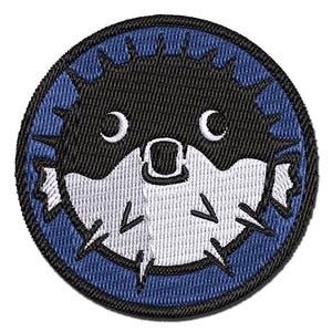 Startled Puffer Fish Multi-Color Embroidered Iron-On or Hook & Loop Patch Applique