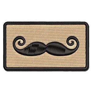 Imperial Mustache Moustache Silhouette Multi-Color Embroidered Iron-On or Hook & Loop Patch Applique