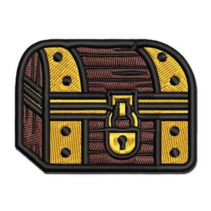 Locked Treasure Chest RPG Loot Multi-Color Embroidered Iron-On or Hook & Loop Patch Applique