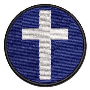 Cross Christian Church Religion Multi-Color Embroidered Iron-On or Hook & Loop Patch Applique