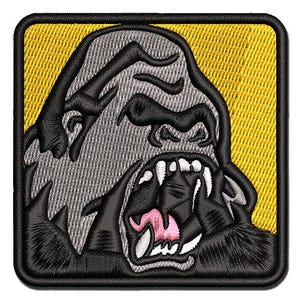 Angry Roaring Silverback Gorilla Multi-Color Embroidered Iron-On or Hook & Loop Patch Applique