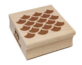 Mermaid Dragon Fish Scales for Seamless Pattern Square Rubber Stamp for Stamping Crafting