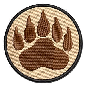 Grizzly Bear Claw Paw Multi-Color Embroidered Iron-On or Hook & Loop Patch Applique