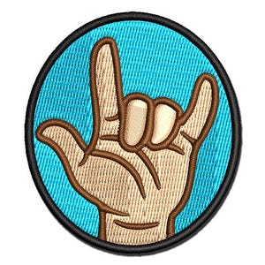 I Love You Hand Sign Language Multi-Color Embroidered Iron-On or Hook & Loop Patch Applique