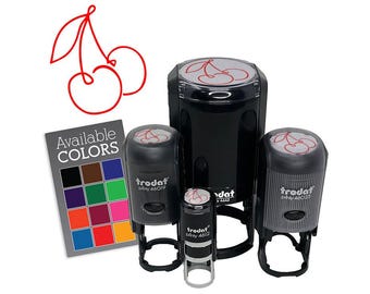 Contour Pair Juicy Cherry Fruit Self-Inking Rubber Stamp for Stamping Crafting Planners