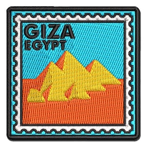 Pyramids of Giza Egypt Destination Travel Multi-Color Embroidered Iron-On or Hook & Loop Patch Applique