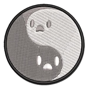 Yin Yang Ghosts Spooky and Cute Multi-Color Embroidered Iron-On or Hook & Loop Patch Applique