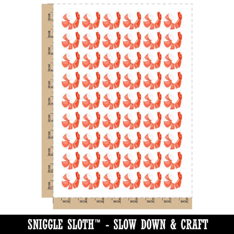 Headless Cooked Cocktail Shrimp Prawn Temporary Tattoo Water Resistant Fake Body Art Set Collection (1 Sheet)