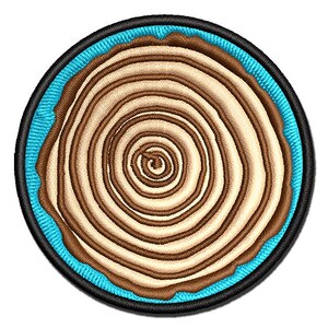 Hand Drawn Tree Rings Doodle Multi-Color Embroidered Iron-On or Hook & Loop Patch Applique