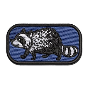 Cute Raccoon Walking Multi-Color Embroidered Iron-On or Hook & Loop Patch Applique