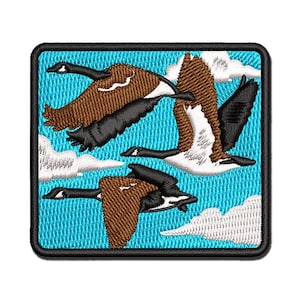 Canadian Canada Geese Flying Goose Multi-Color Embroidered Iron-On or Hook & Loop Patch Applique