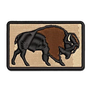 Majestic American Bison Buffalo Multi-Color Embroidered Iron-On or Hook & Loop Patch Applique