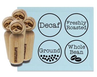 Coffee Labels Whole Bean Ground Freshly Roasted Decaf Rubber Stamp Set for Stamping Crafting Planners