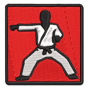 Kung Fu Martial Arts Rider Stance Karate Gi Multi-Color Embroidered Iron-On or Hook & Loop Patch Applique