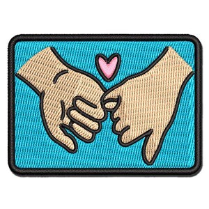 Pinky Promise Love Multi-Color Embroidered Iron-On or Hook & Loop Patch Applique