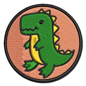 Sweet Kawaii Dinosaur Multi-Color Embroidered Iron-On or Hook & Loop Patch Applique
