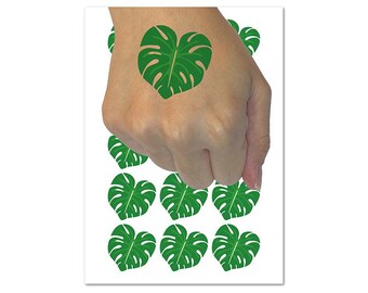 Monstera Leaf Swiss Cheese Plant Temporary Tattoo Water Resistant Fake Body Art Set Collection (1 Sheet)