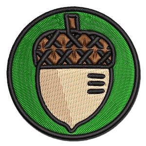 Acorn Doodle Multi-Color Embroidered Iron-On or Hook & Loop Patch Applique