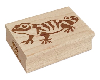 Cute Striped Gecko Lizard Reptile Rectangle Rubber Stamp for Stamping Crafting