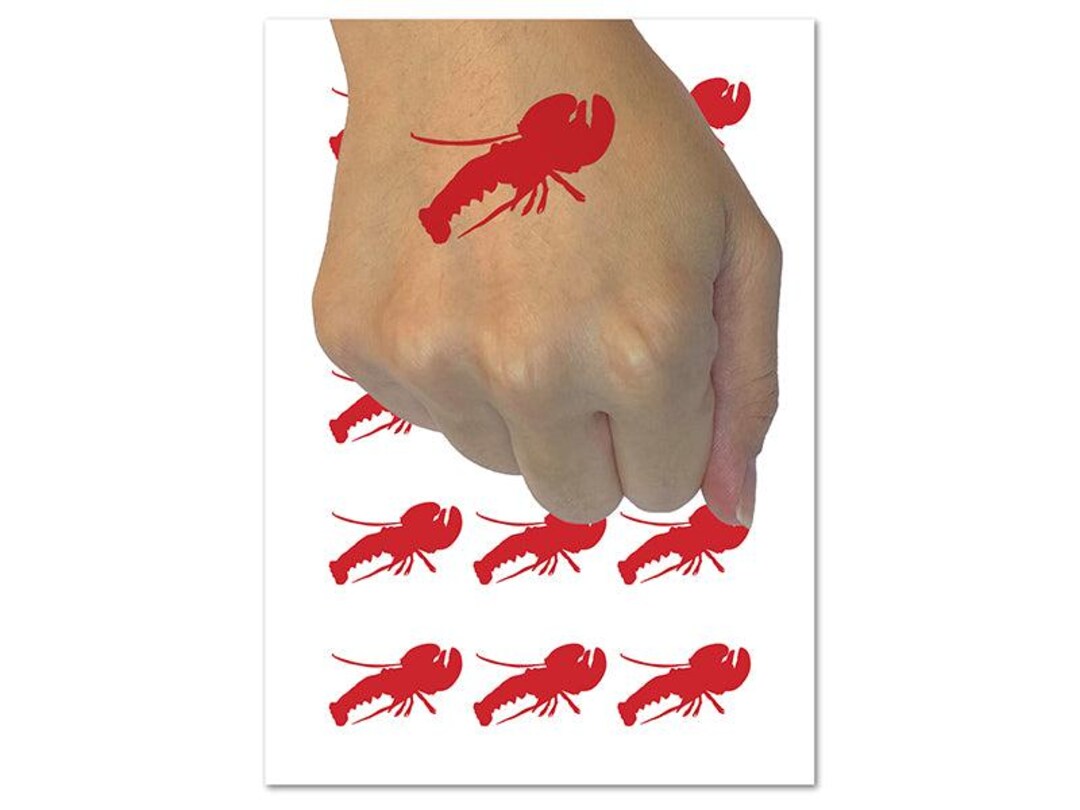 Lobster Solid Temporary Tattoo Water Resistant Fake Body Art Set ...