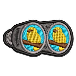 Bird Watching Binoculars Hobby Multi-Color Embroidered Iron-On or Hook & Loop Patch Applique