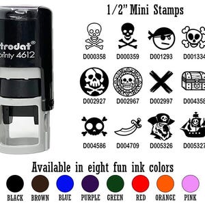 Pirate Skull Crossbones 1/2&quot; Self-Inking Rubber Stamp Ink Stamper