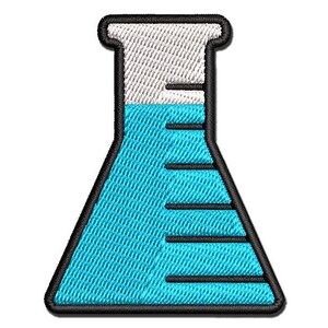 Science Chemistry Beaker Flask Multi-Color Embroidered Iron-On or Hook & Loop Patch Applique