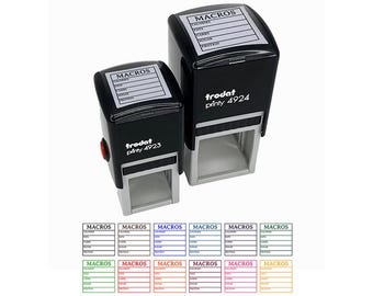 Macro Tracker Calories Fats Carbs Sugar Protein Self-Inking Rubber Stamp Ink Stamper.