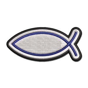 Ichthys Fish Christian Multi-Color Embroidered Iron-On or Hook & Loop Patch Applique