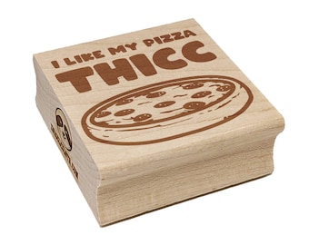 Thicc Thick Chicago Deep Dish Pizza Square Rubber Stamp for Stamping Crafting