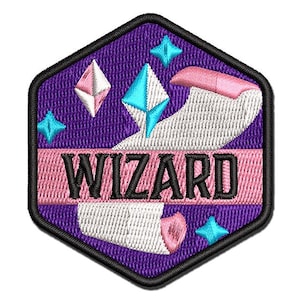 RPG Class Wizard Mage Games Fantasy Gaming Multi-Color Embroidered Iron-On or Hook & Loop Patch Applique